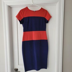 Homeyee Navy & Orange Block pencil dress